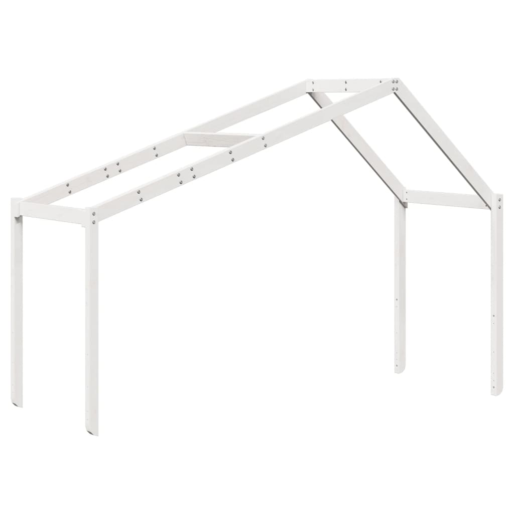 Køyeseng med stige og tak hvit 90x200 cm heltre furu