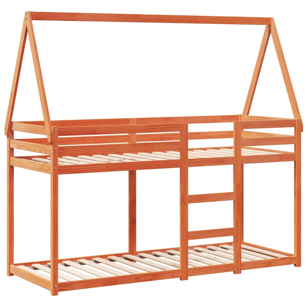 Køyeseng med tak voksbrun 90x200 cm heltre furu