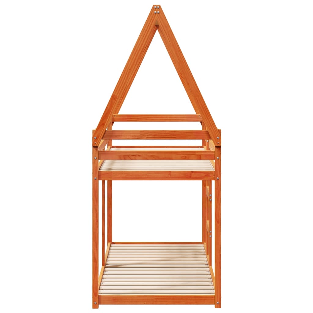 Køyeseng med tak voksbrun 90x200 cm heltre furu