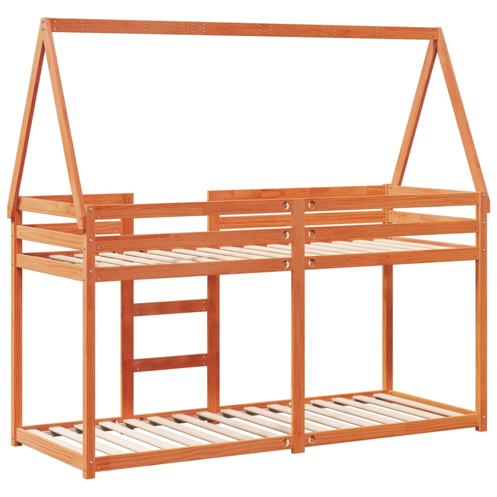 Køyeseng med tak voksbrun 90x200 cm heltre furu
