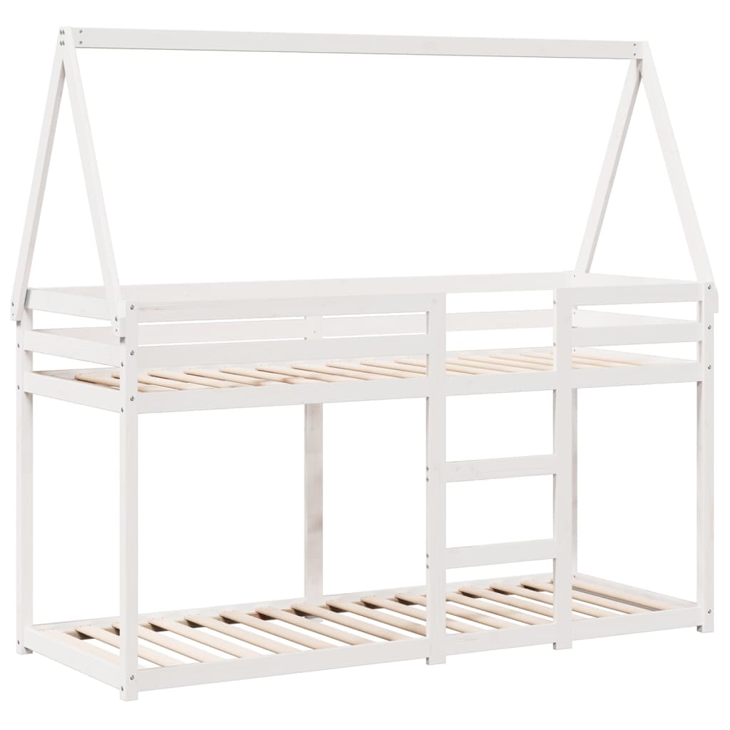 Køyeseng med tak hvit 80x200 cm heltre furu