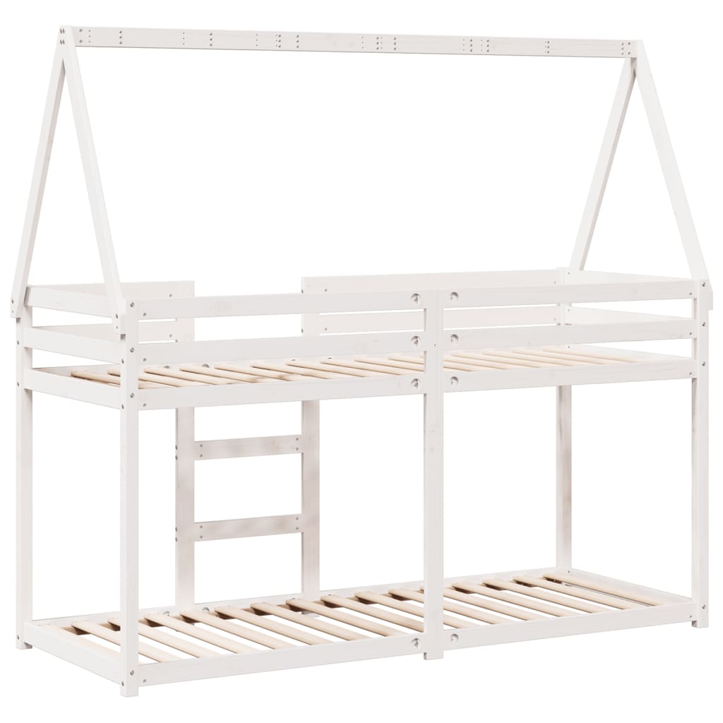 Køyeseng med tak hvit 80x200 cm heltre furu