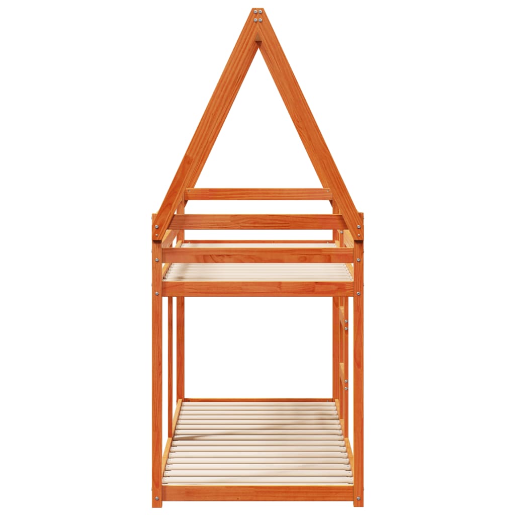 Barneseng med tak voksbrun 80x200 cm heltre furu