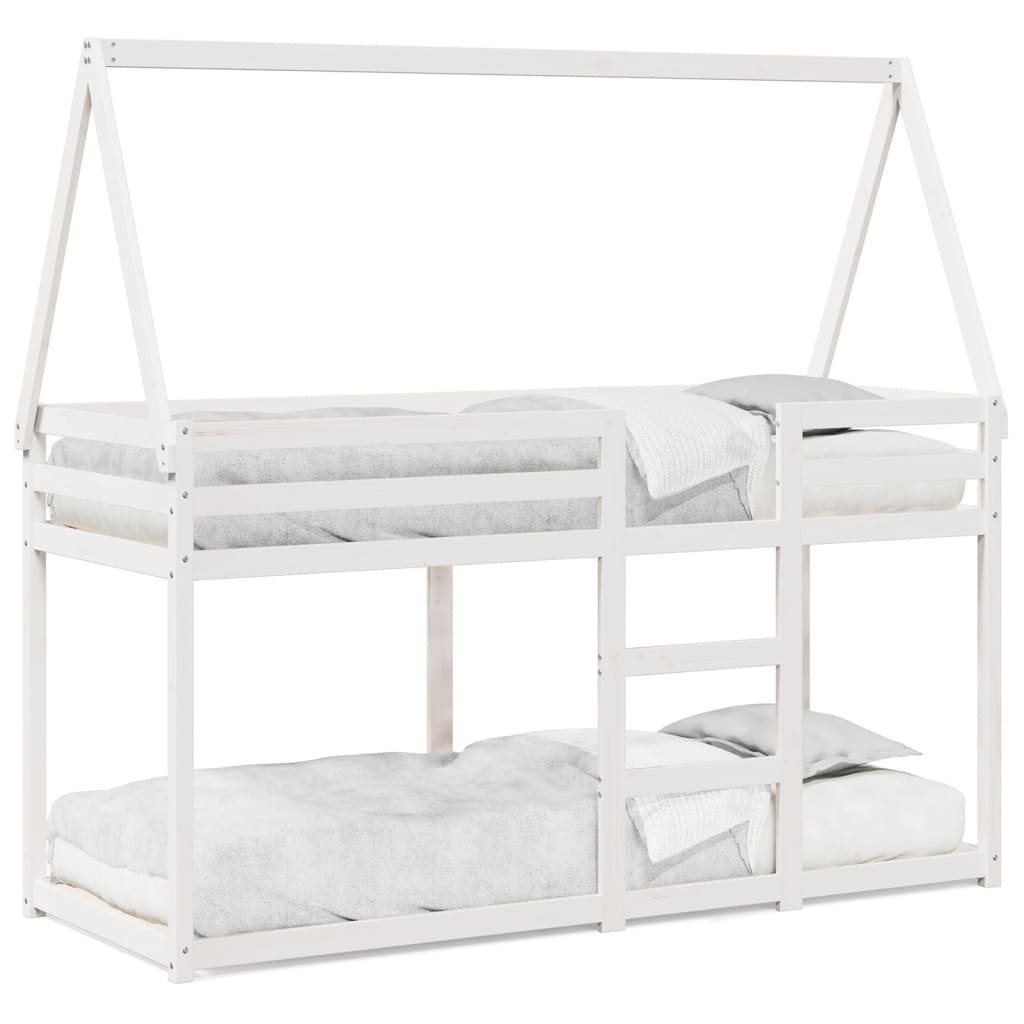 Køyeseng med tak hvit 75x190 cm heltre furu