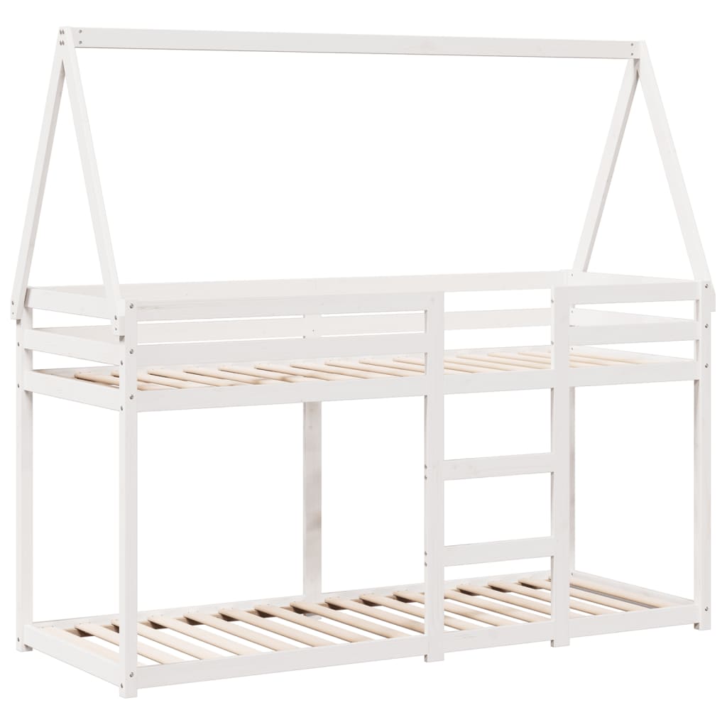 Køyeseng med tak hvit 75x190 cm heltre furu