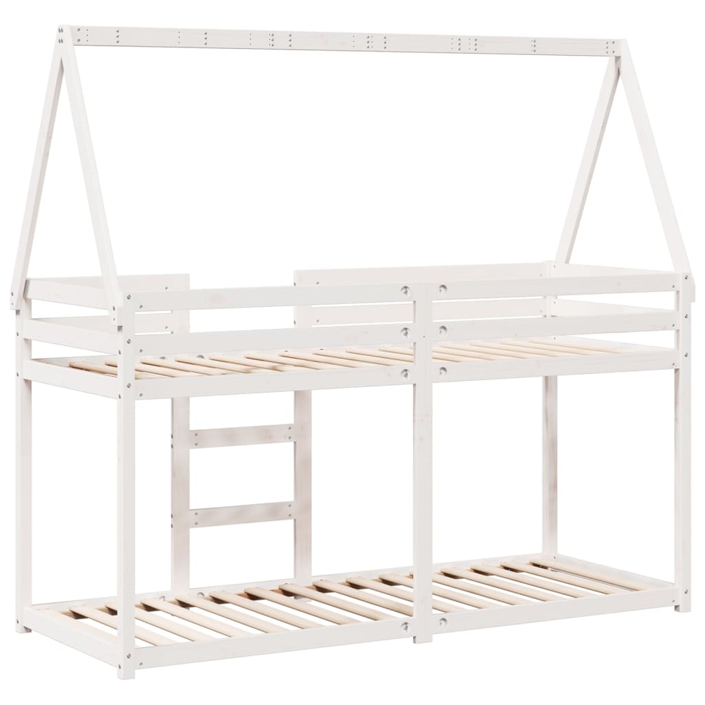 Køyeseng med tak hvit 75x190 cm heltre furu