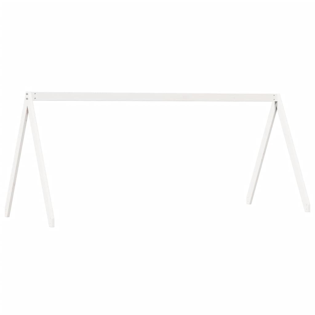Høyseng med tak hvit 90x200 cm heltre furu
