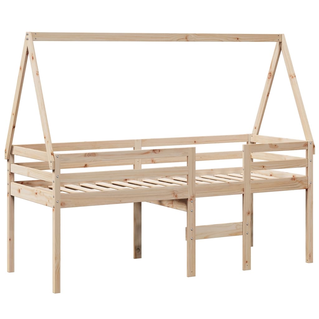Høyseng med tak 80x200 cm heltre furu