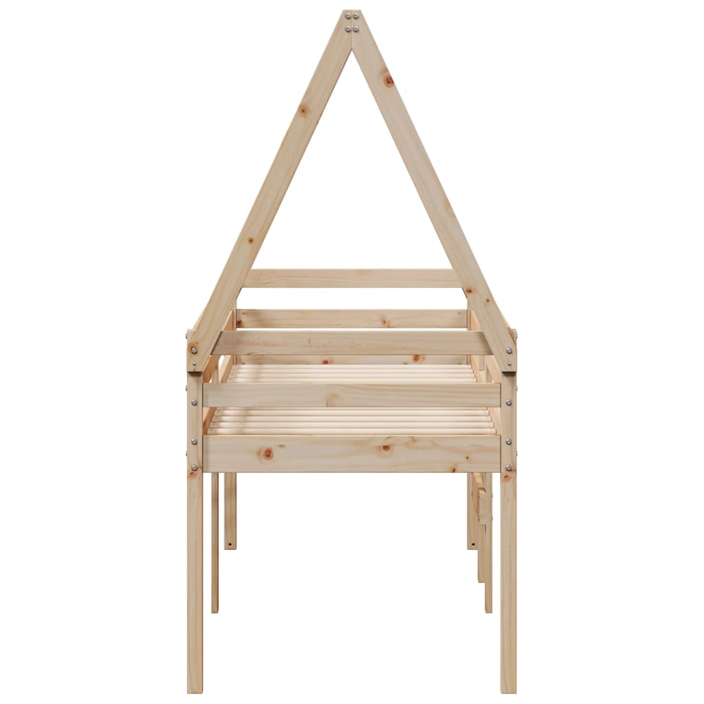 Høyseng med tak 90x190 cm heltre furu