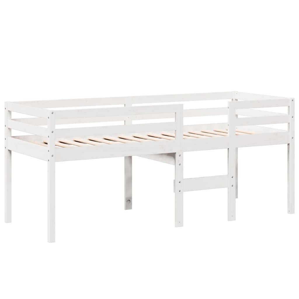 Høyseng med tak hvit 75x190 cm heltre furu