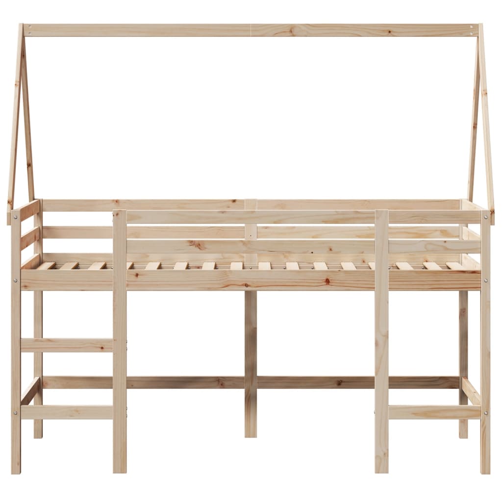 Køyeseng med stige og tak 80x200 cm heltre furu