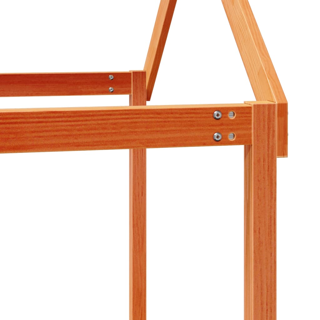 Køyeseng med tak voksbrun 90x200 cm heltre furu