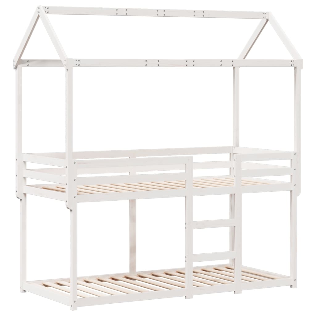 Køyeseng med tak hvit 80x200 cm heltre furu