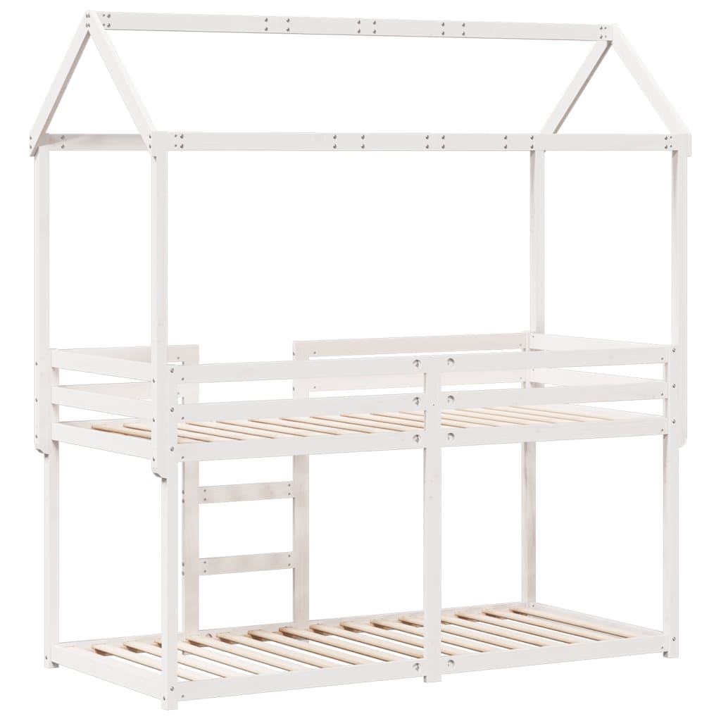 Køyeseng med tak hvit 80x200 cm heltre furu