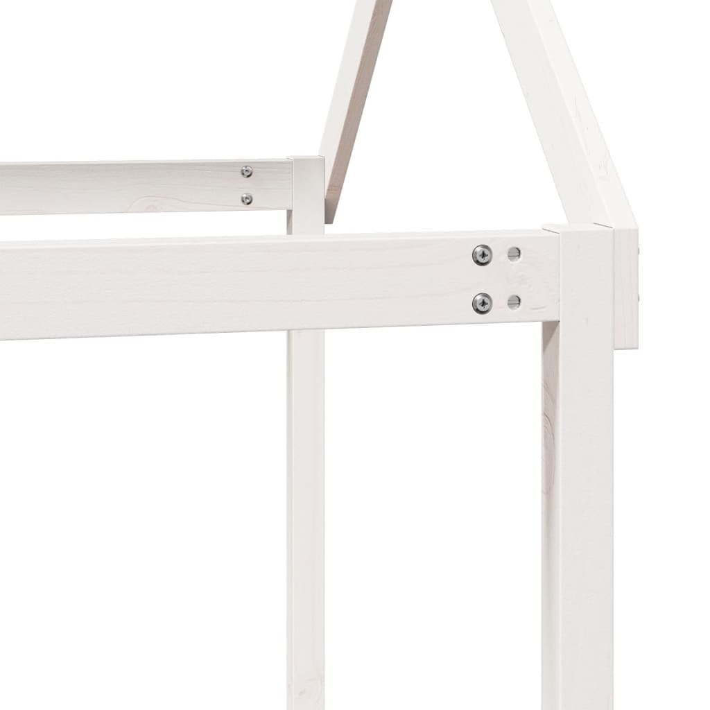 Køyeseng med tak hvit 80x200 cm heltre furu