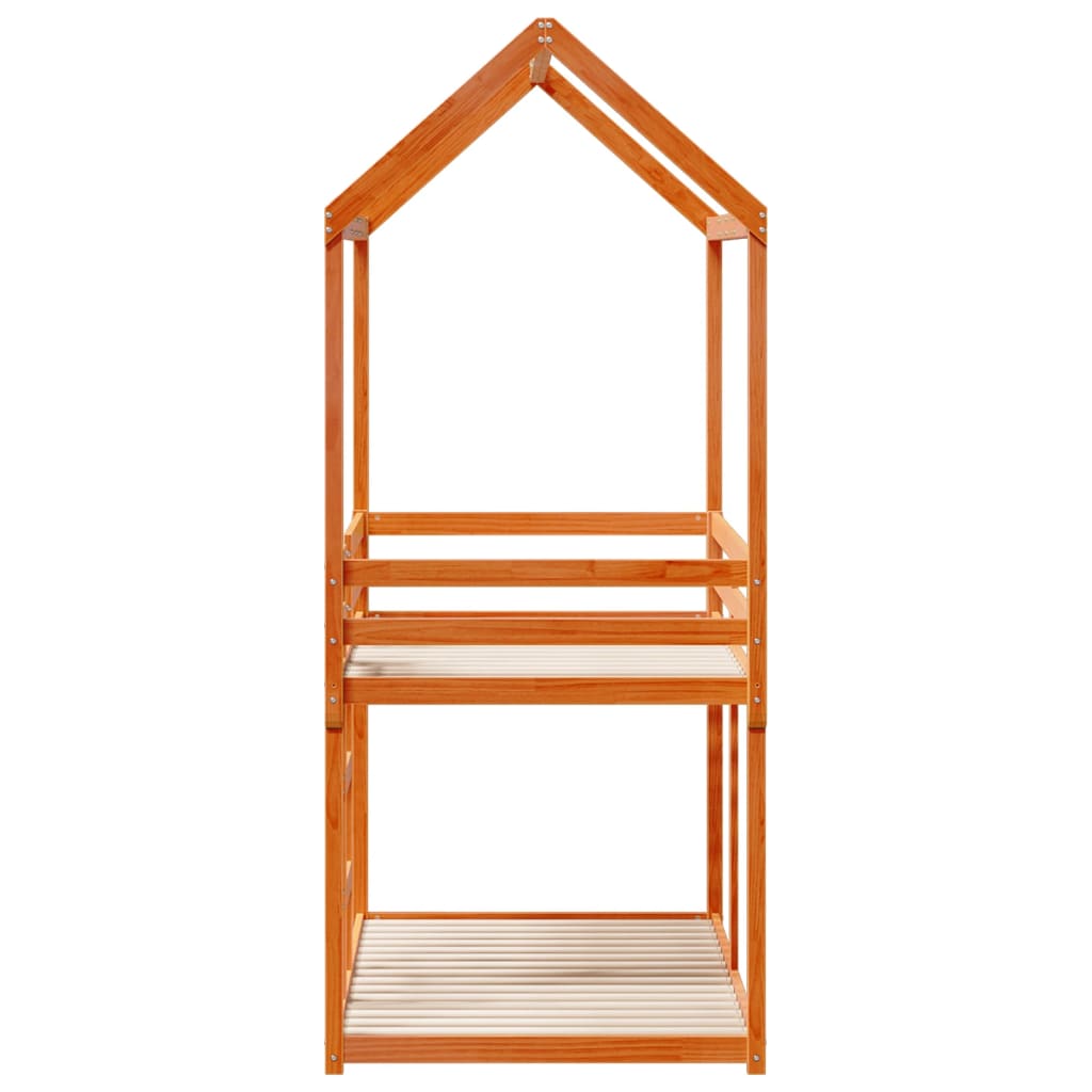 Køyeseng med tak voksbrun 90x190 cm heltre furu