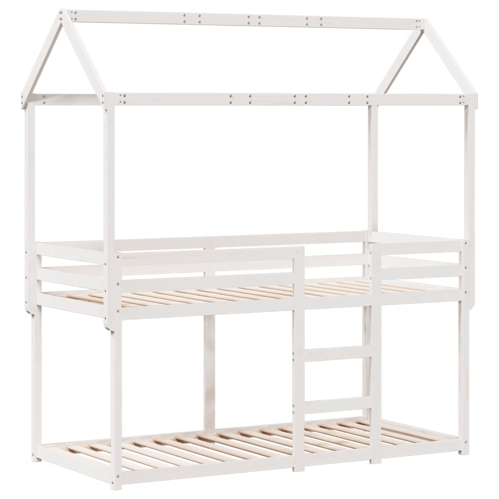 Køyeseng med tak hvit 90x190 cm heltre furu