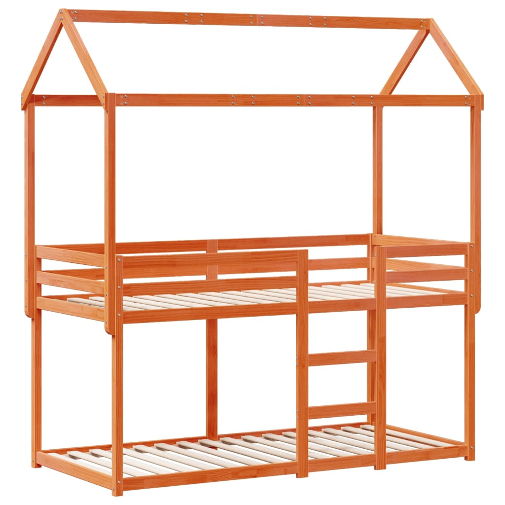 Køyeseng med tak voksbrun 75x190 cm heltre furu