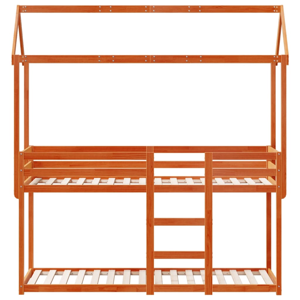 Køyeseng med tak voksbrun 75x190 cm heltre furu