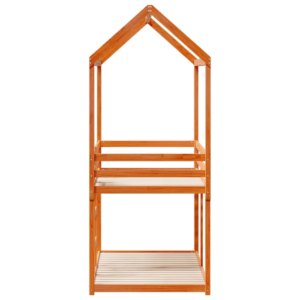 Køyeseng med tak voksbrun 75x190 cm heltre furu