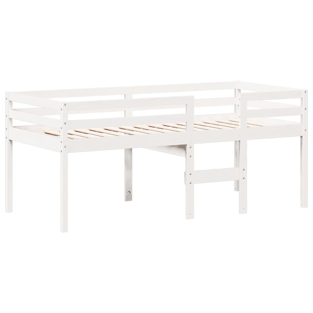Høyseng med tak hvit 90x200 cm heltre furu
