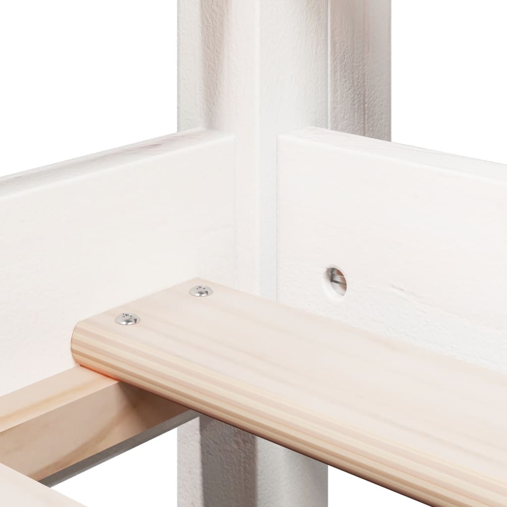 Høyseng med tak hvit 90x200 cm heltre furu