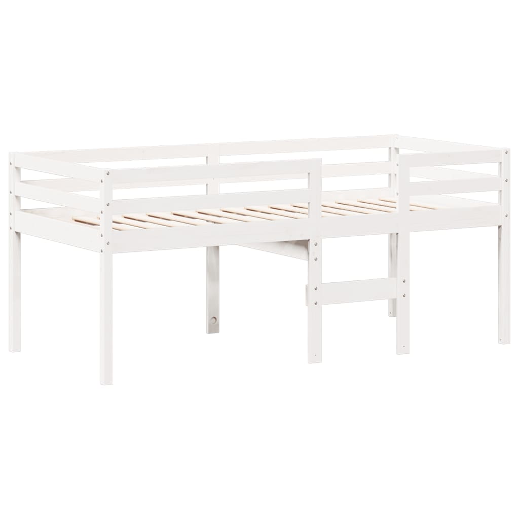 Høyseng med tak hvit 80x200 cm heltre furu