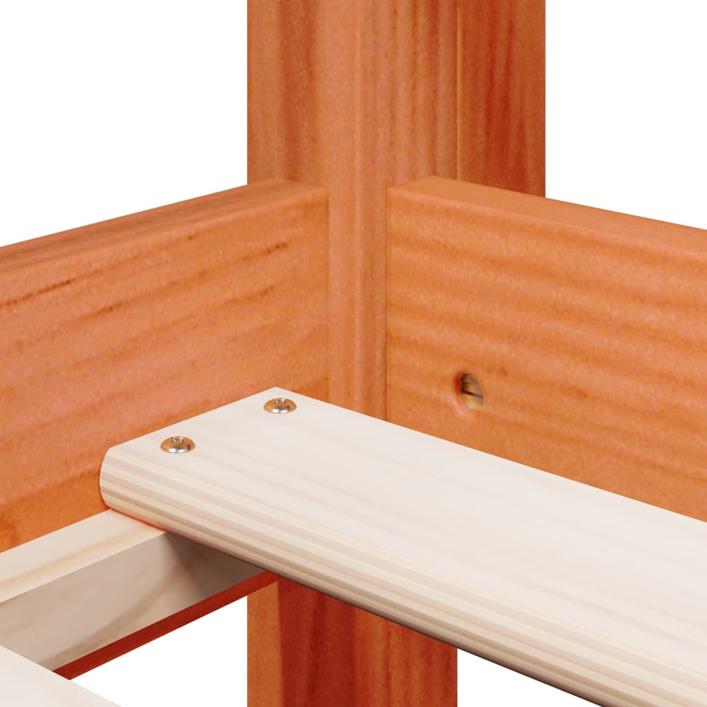 Høyseng med tak voksbrun 80x200 cm heltre furu