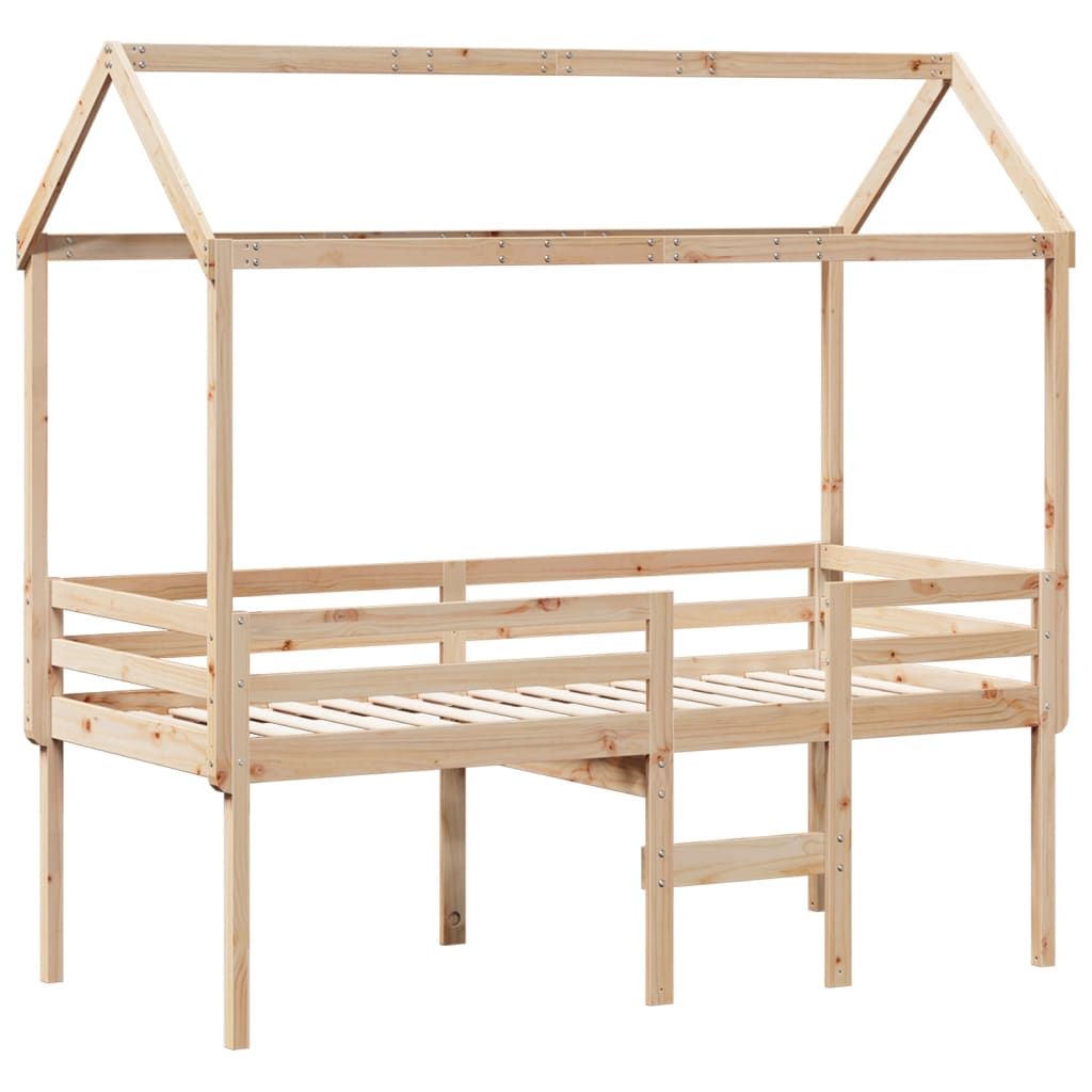 Høyseng med tak 90x190 cm heltre furu