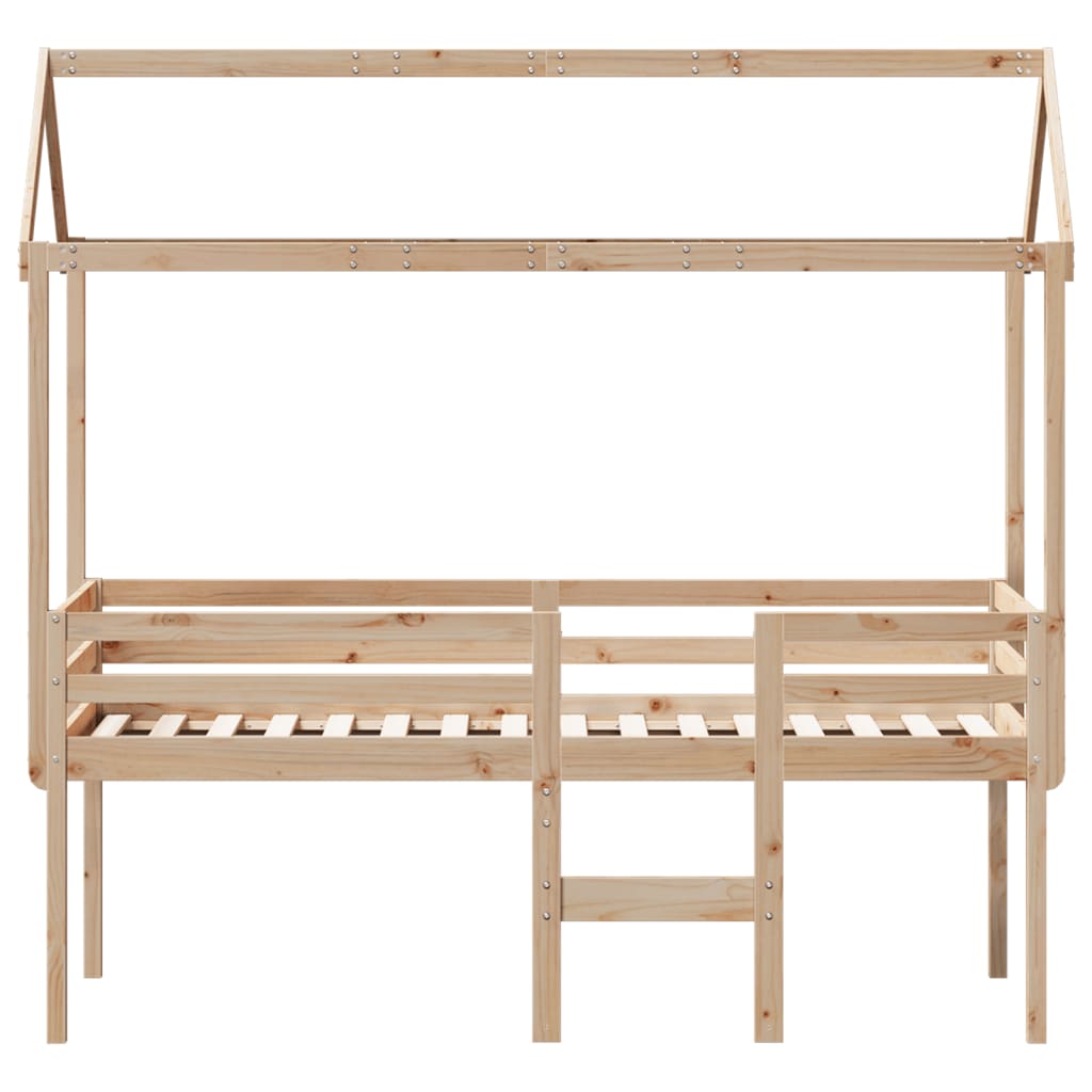 Høyseng med tak 90x190 cm heltre furu