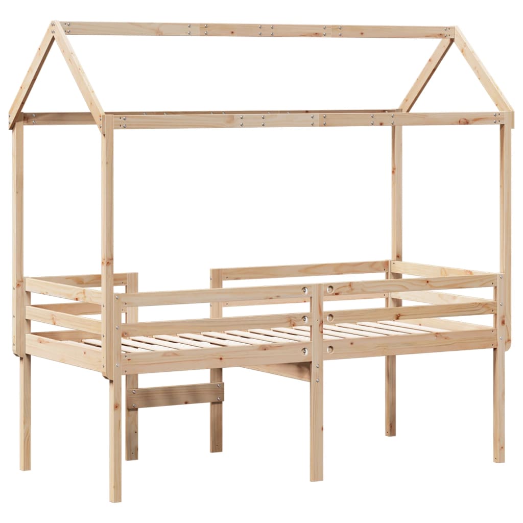 Høyseng med tak 90x190 cm heltre furu