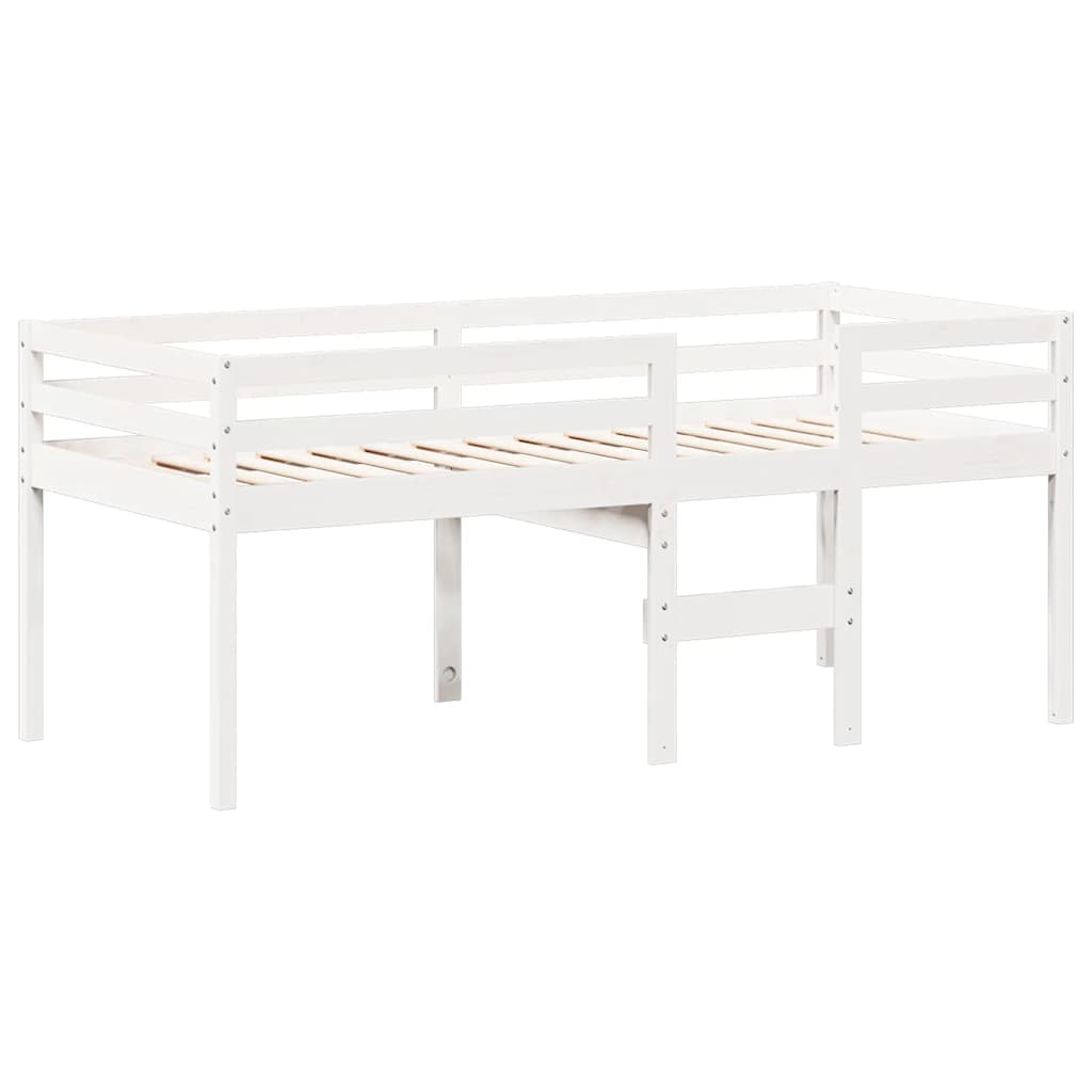 Høyseng med tak hvit 75x190 cm heltre furu vidaXL