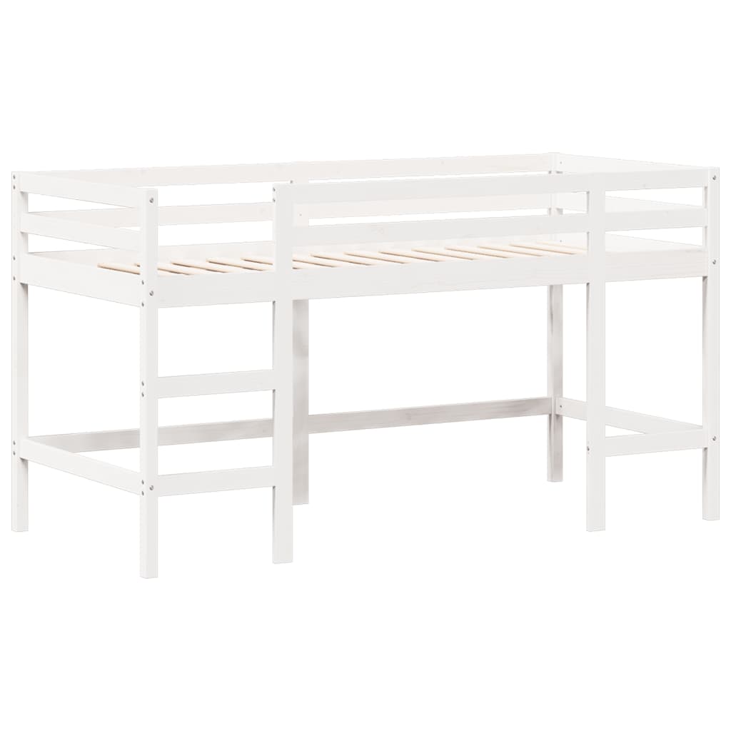 Køyeseng med stige og tak hvit 90x200 cm heltre furu