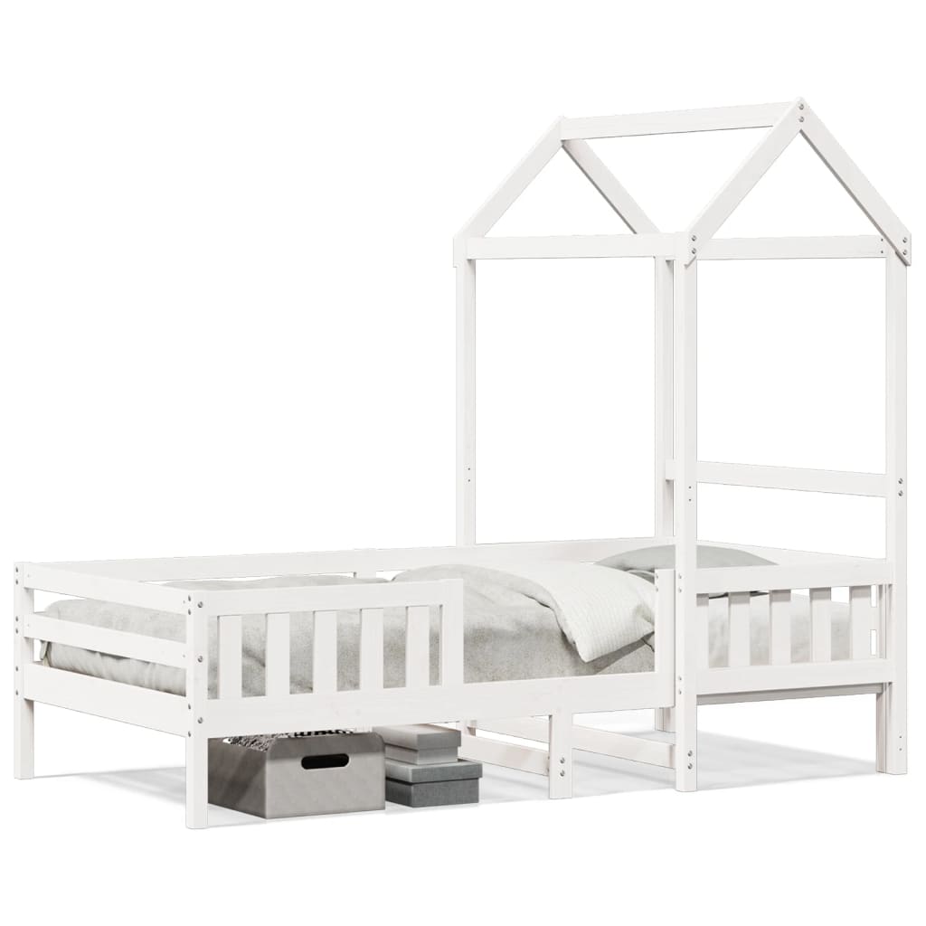 Sengeramme med tak hvit 75x190 cm heltre furu