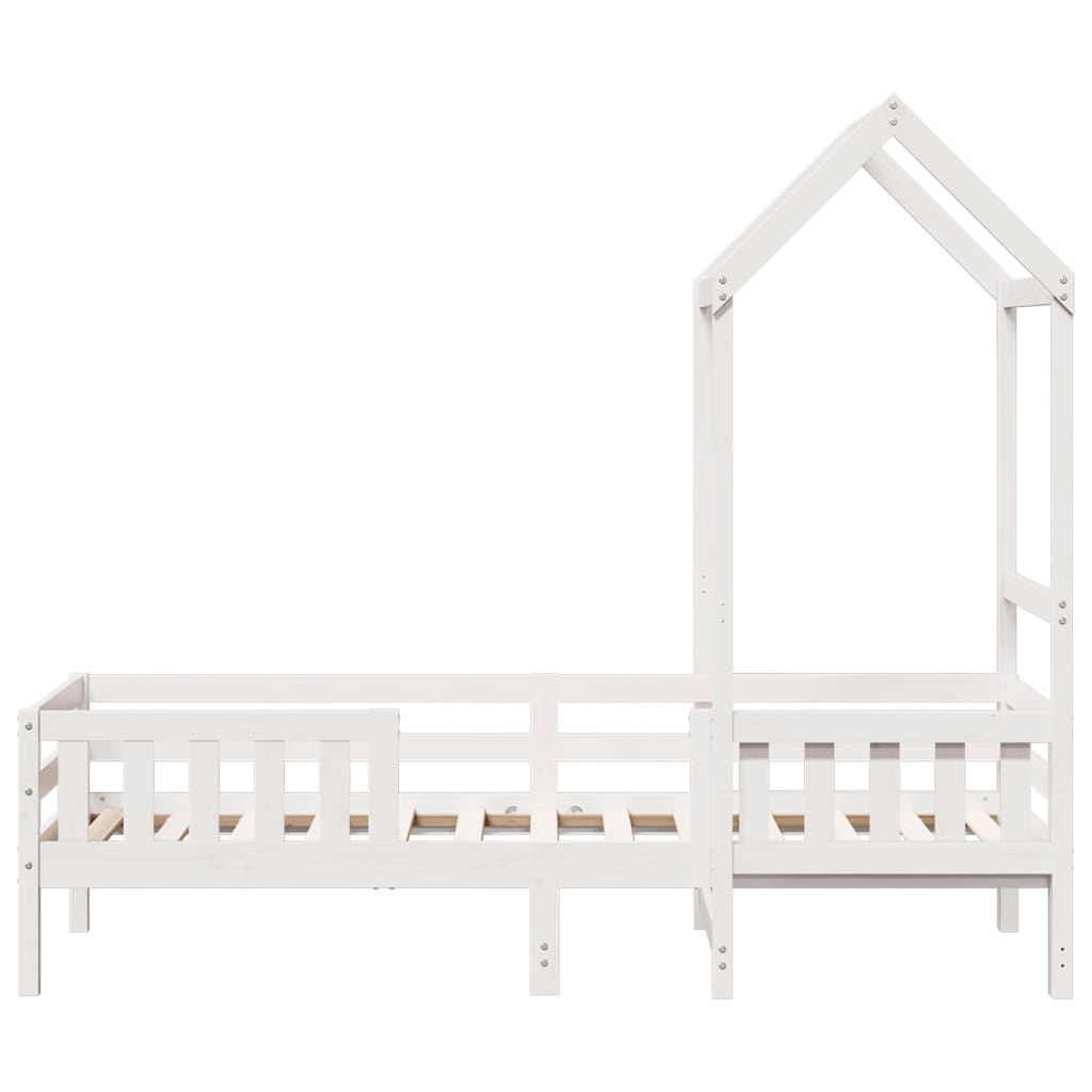 Sengeramme med tak hvit 75x190 cm heltre furu