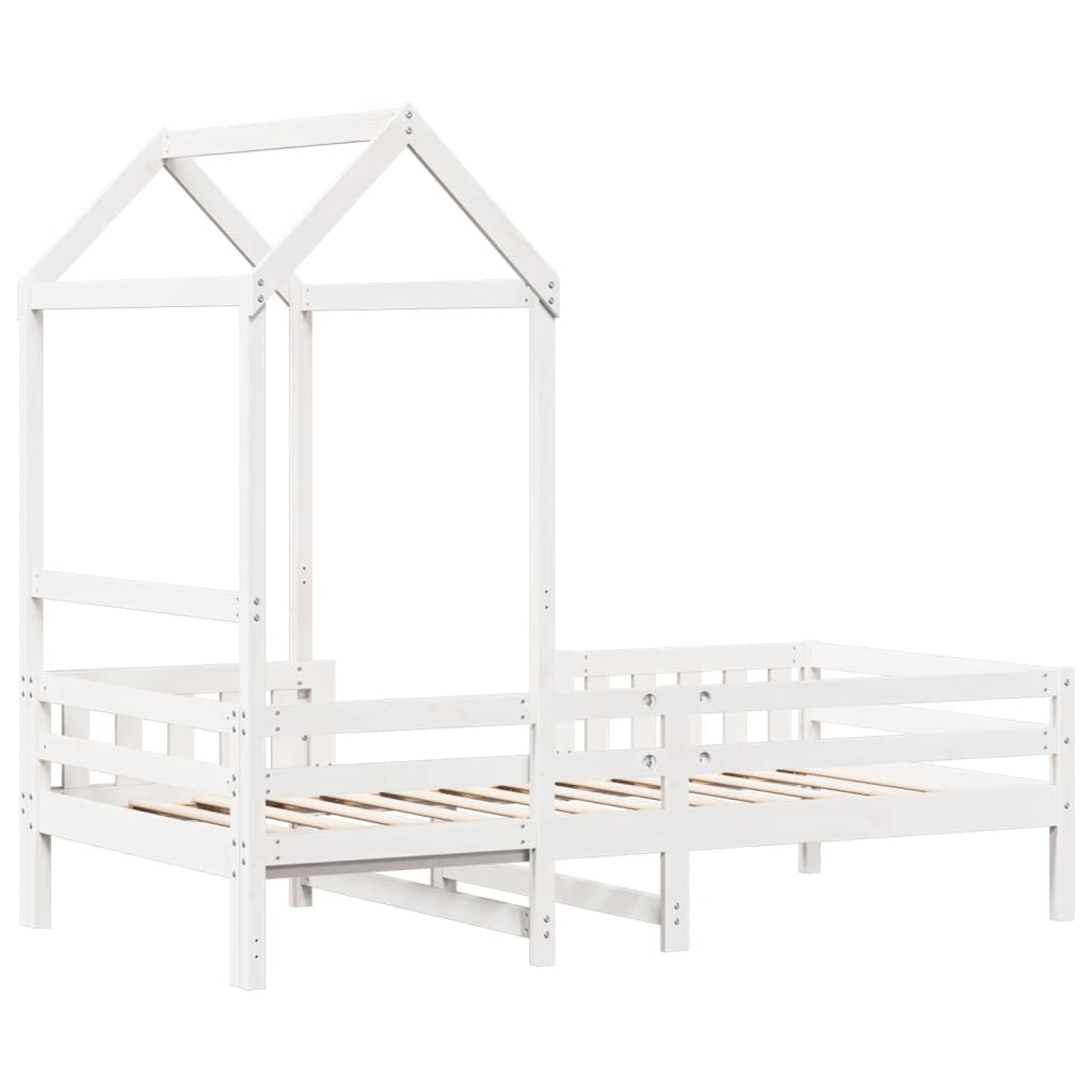 Sengeramme med tak hvit 75x190 cm heltre furu