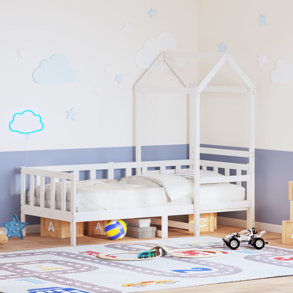 Dagseng med tak hvit 80x200 cm heltre furu