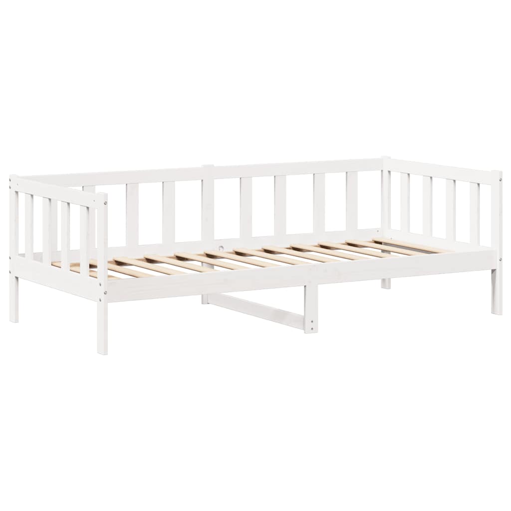 Sett med dagseng og benk med tak hvit 80x200 cm heltre furu
