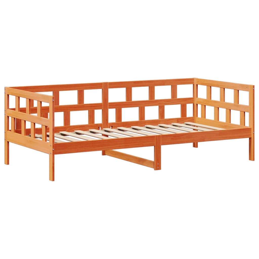 Dagsengsett med tak voksbrun 90x200 cm heltre furu