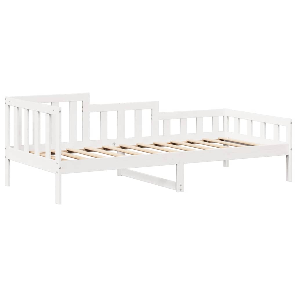 Sett med dagseng og benk med tak hvit 80x200 cm heltre furu vidaXL