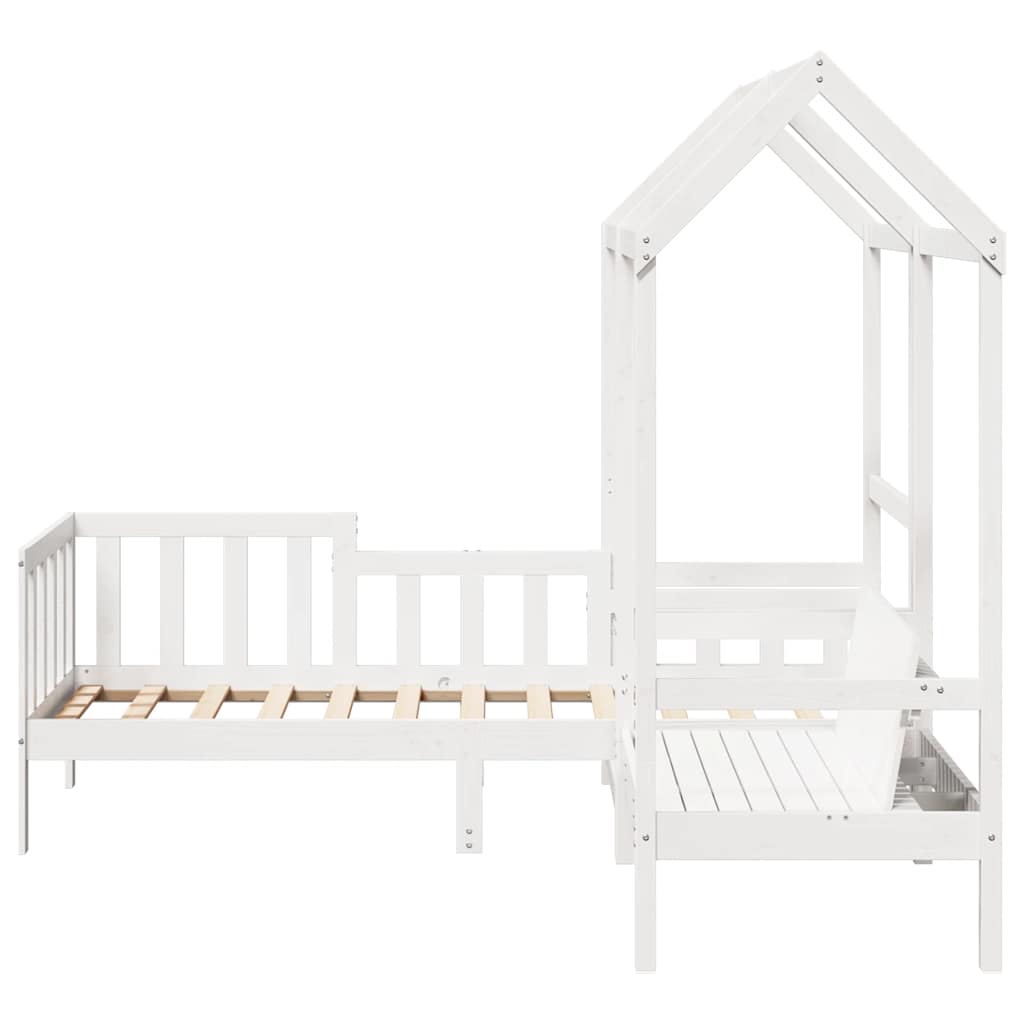 Sett med dagseng og benk med tak hvit 80x200 cm heltre furu vidaXL