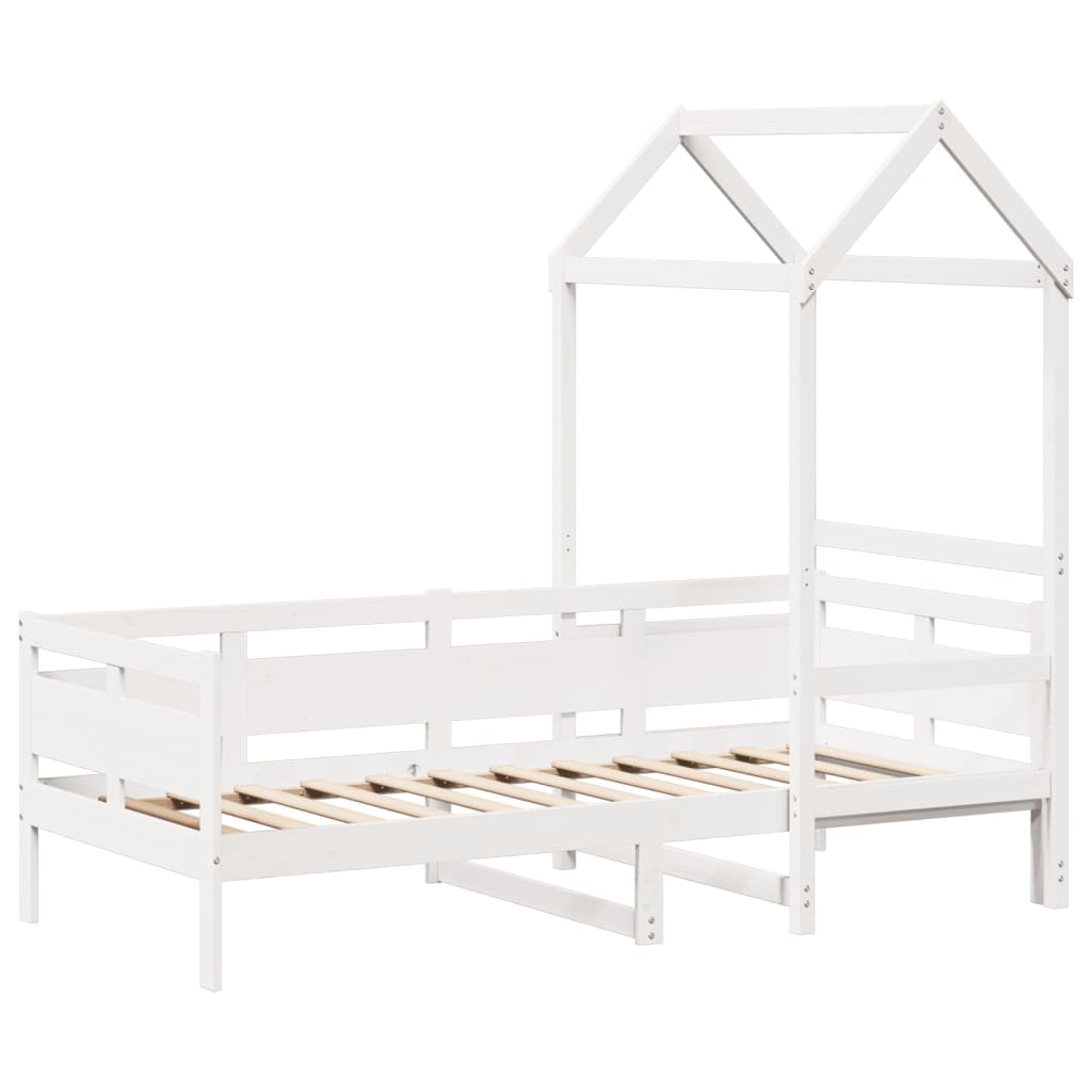 Dagseng med tak hvit 80x200 cm heltre furu