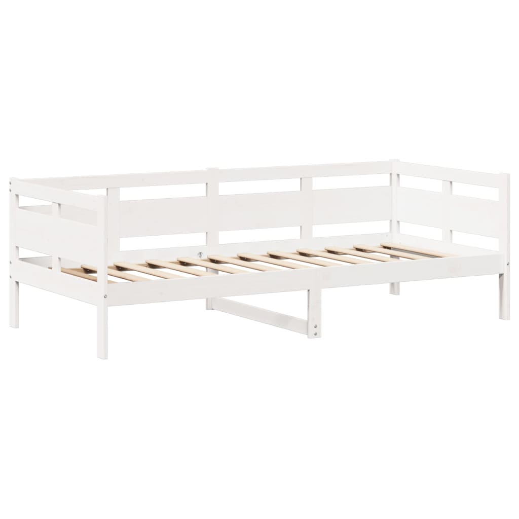 Sett med dagseng og benk med tak hvit 80x200 cm heltre furu