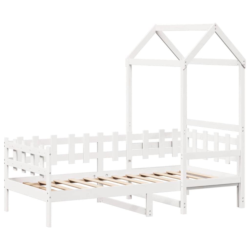 Dagseng med tak hvit 80x200 cm heltre furu vidaXL