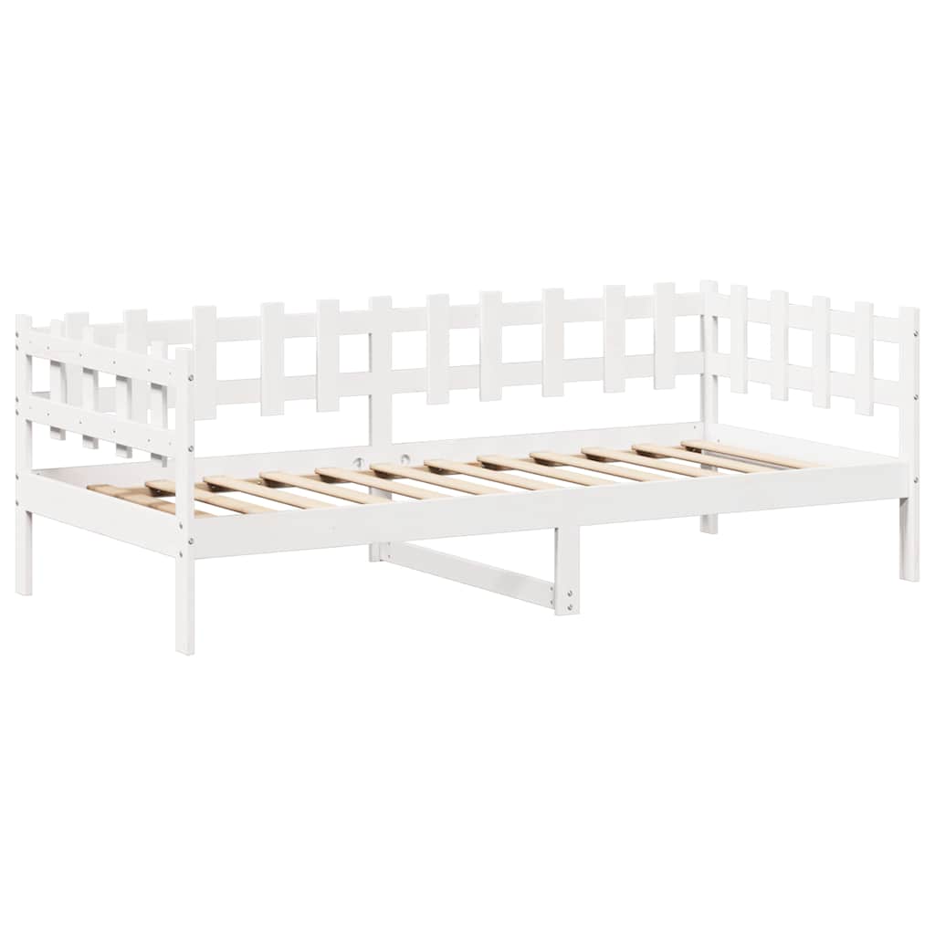 Dagseng med tak hvit 80x200 cm heltre furu vidaXL
