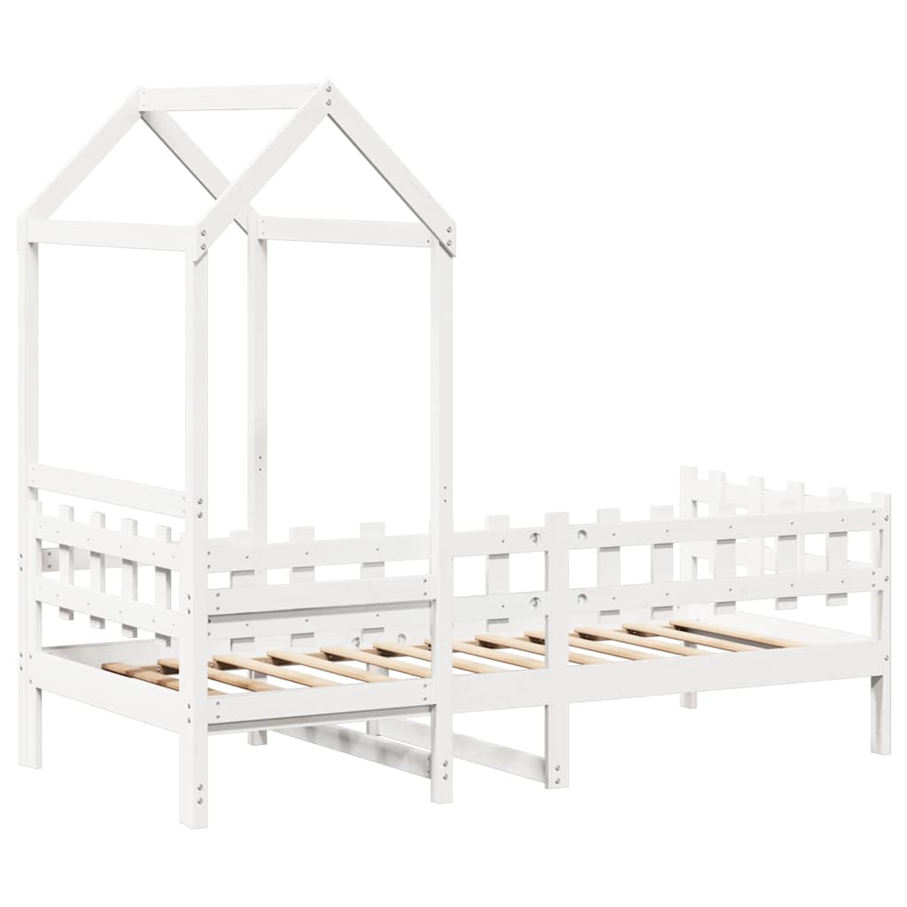 Dagseng med tak hvit 80x200 cm heltre furu vidaXL