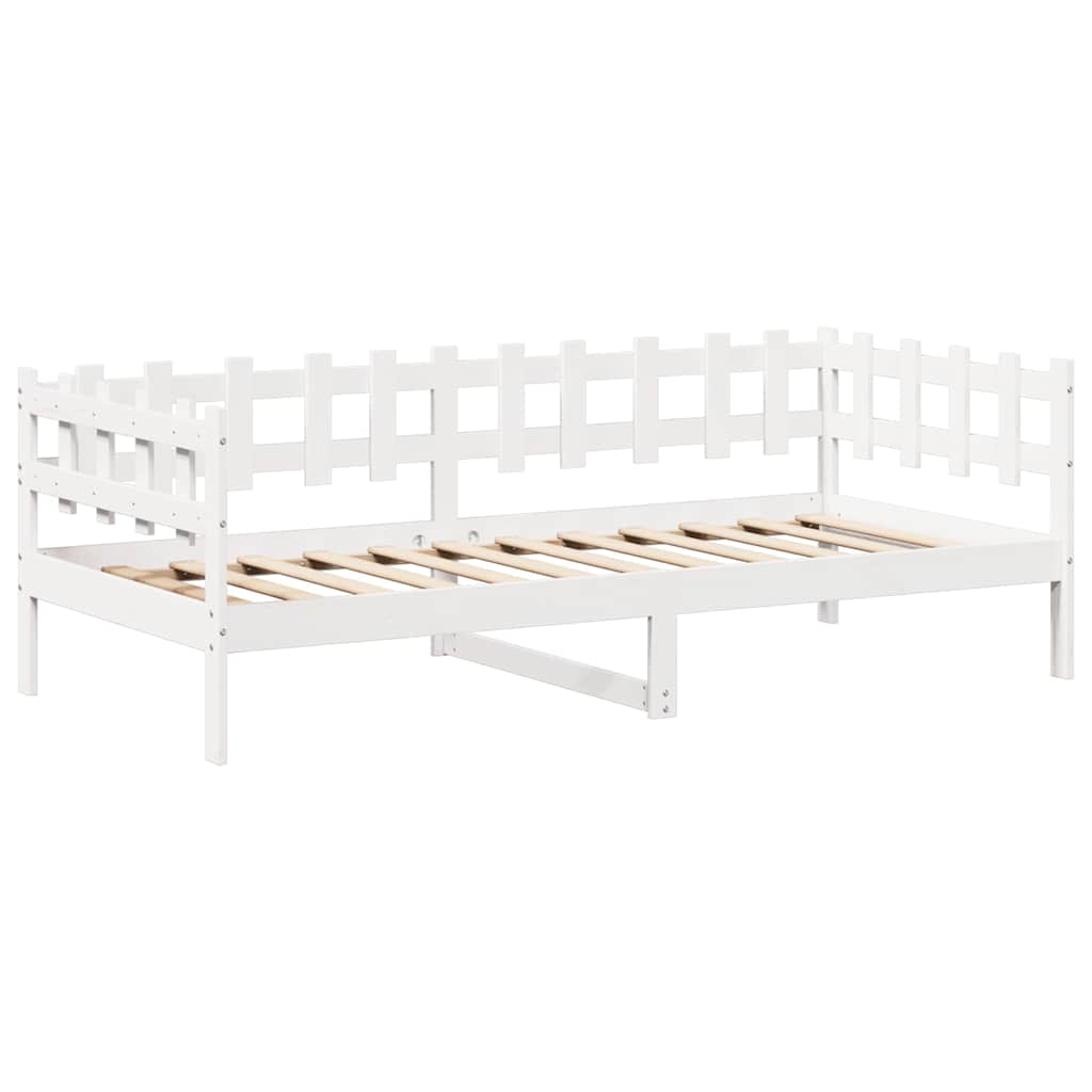 Sett med dagseng og benk med tak hvit 80x200 cm heltre furu vidaXL