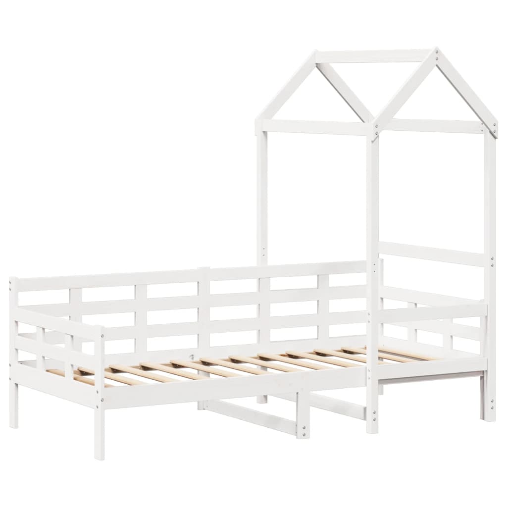 Dagseng med tak hvit 80x200 cm heltre furu