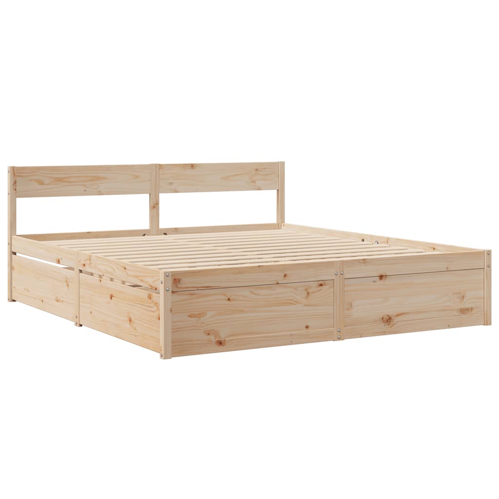Sengeramme med madrass 200x200 cm heltre furu