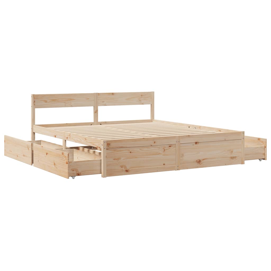 Sengeramme med madrass 200x200 cm heltre furu